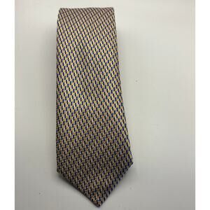 Canali Silk Tie Blue Gold Geometric Made Italy Luxury Designer Necktie